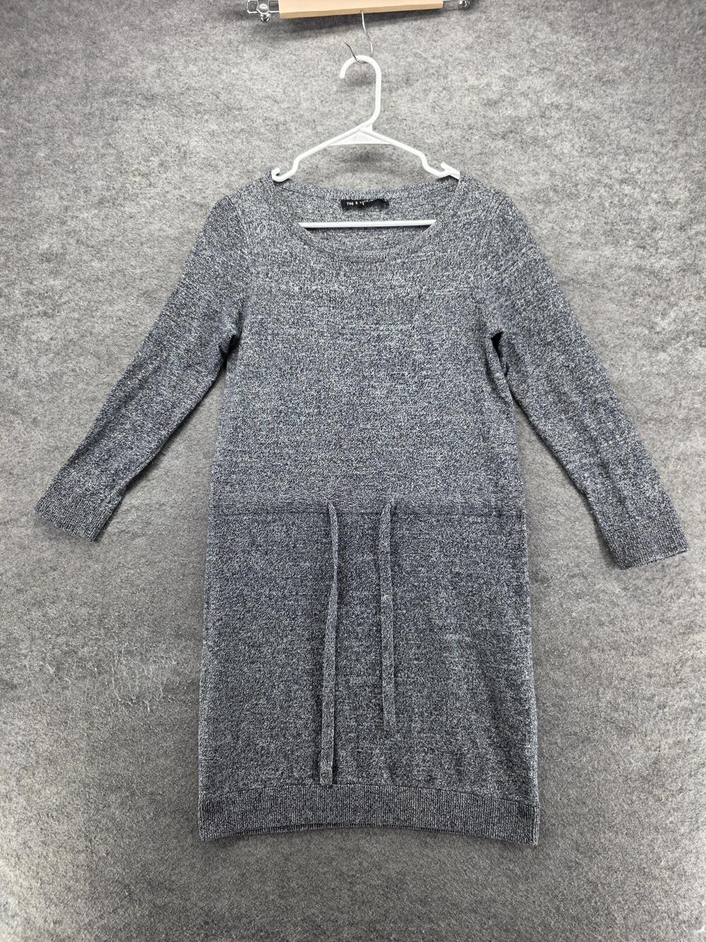 Rag & Bone Dress Womens S Gray Sweater Dress Midi Long Sleeve Crew Neck Pockets